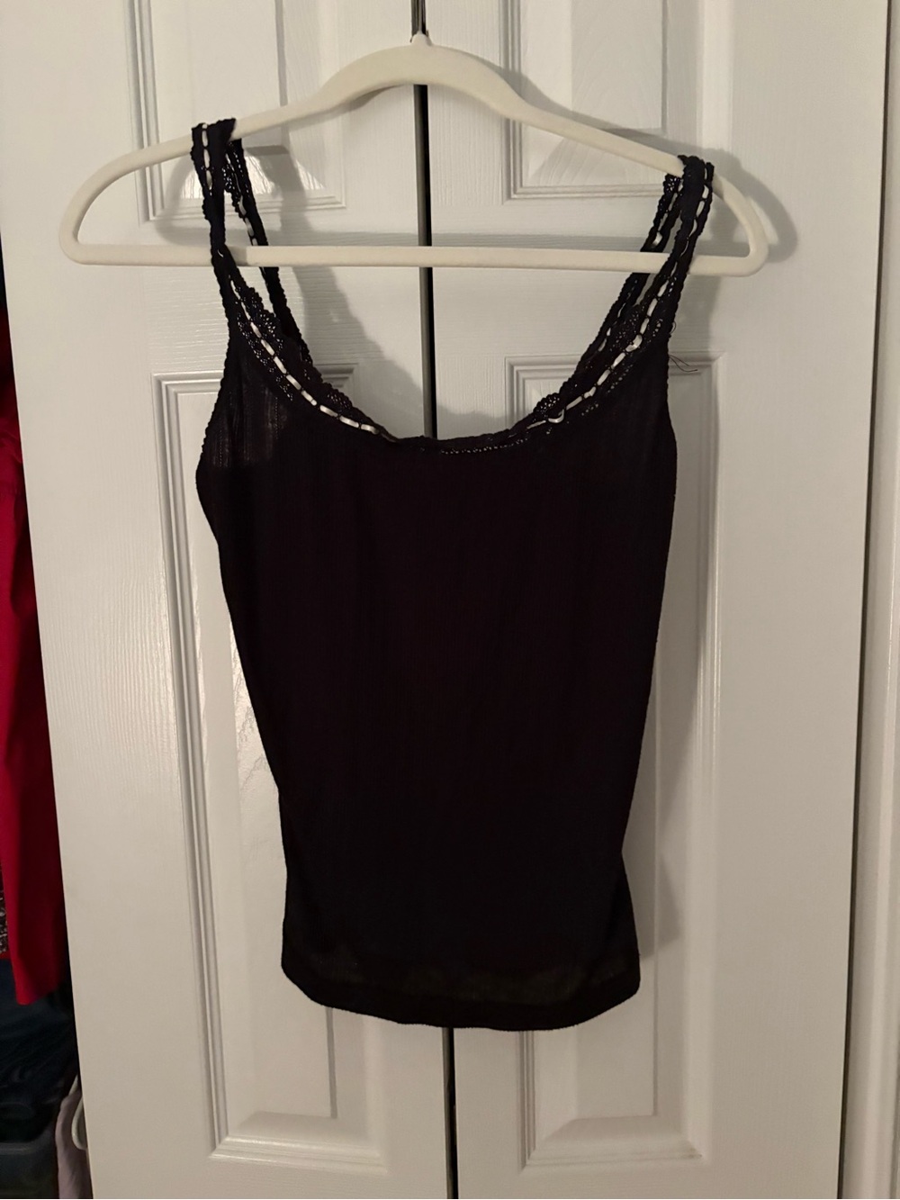 Free People Black Lace-Trim Tank Top